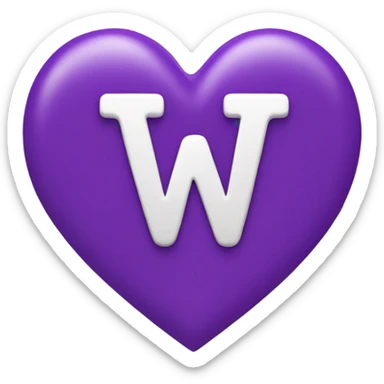 Purple letter "W" in heart sticker