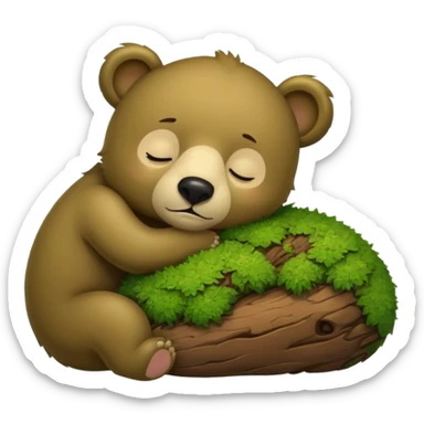 bear cub hugging moss pillow asleep sticker