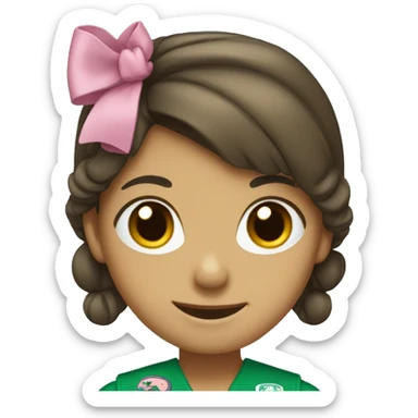 smiling girl with hair bow as a Girl Scout leader sticker