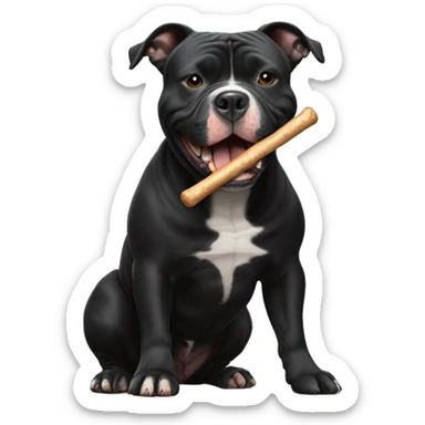 Black American Bully with a bully stick sticker