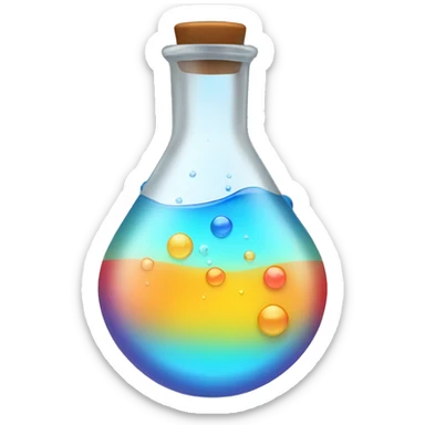 a flask with bubbling colored liquid sticker