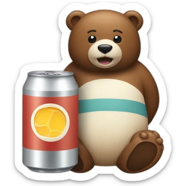 a beverage can that has a bear sticker