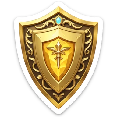 fantasy magic heavenly golden shield low poly sticker