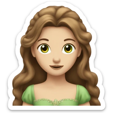 princess with Long Brown Hair and Green eyes  sticker