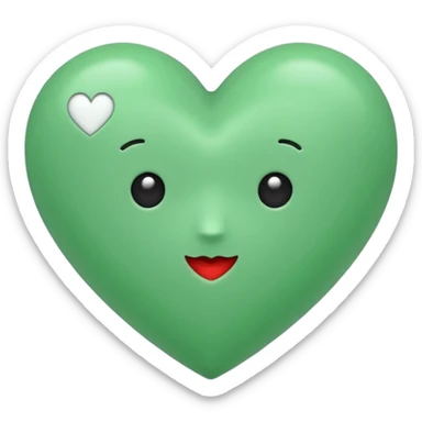 Un corazón de color verde en una tonalidad claridad sin ninguna decoración, solo el corazón  sticker