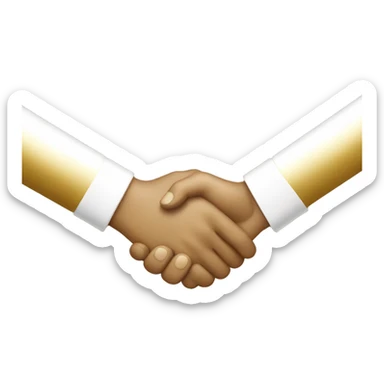A refined handshake icon with a luxurious gold and white color scheme, symbolizing strong partnerships and effective teamwork. sticker