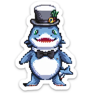 shark wearing a top hat and monocle sticker