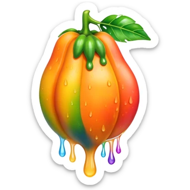 Wet rainbow dripping papaya sticker