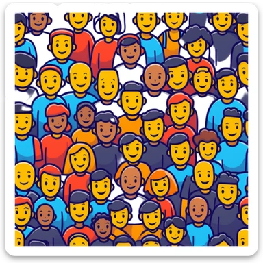 Group of diverse cheerful characters mingling and chatting sticker