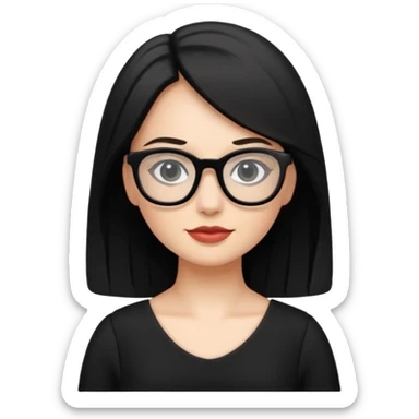 black glasses and black dresses woman sticker