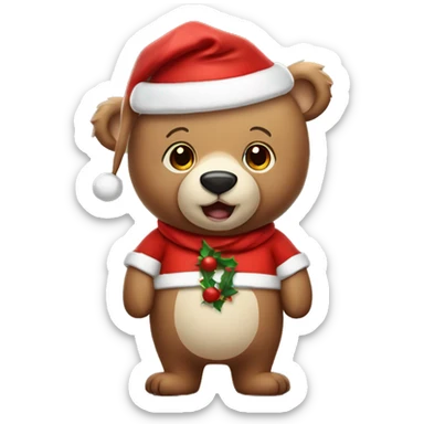 cute bear wearing santa costume sticker