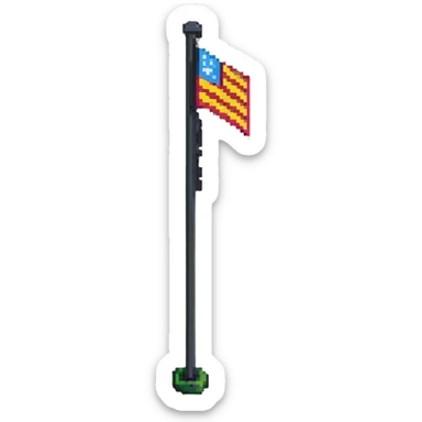 A pixel art flag on a simple pole sticker