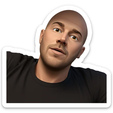 bald man in black shirt sticker