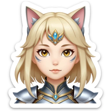 catgirl in fantasy armor, elegant, anime style sticker
