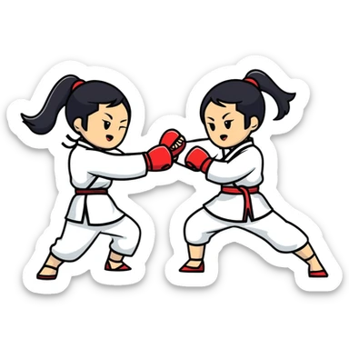 two asian street women fighting sticker