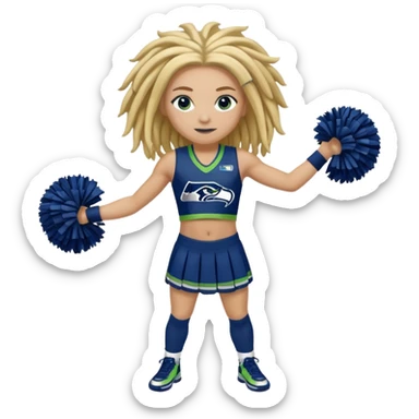 Blonde dreadlocks , blue eyes , cheerleader , full body , Seattle Seahawks sticker