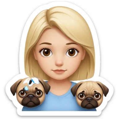 Chica rubia con pug sticker