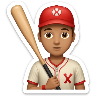 A human wood holding a bat sticker