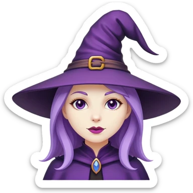 witch in a purple witch hat sticker