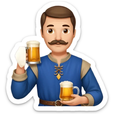 Medieval Man with a moustach in a tavern sticker