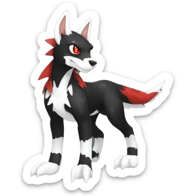 Black Cool Edgy Sergal-Houndoom-Fakémon  with White and Red Edgy markings sticker