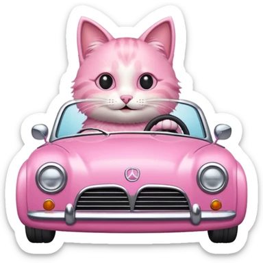 Cat driving a pink car  sticker