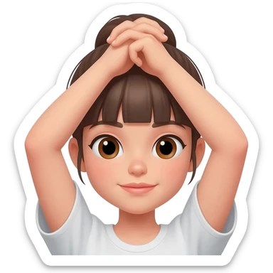 Hands crossed above girl head sticker