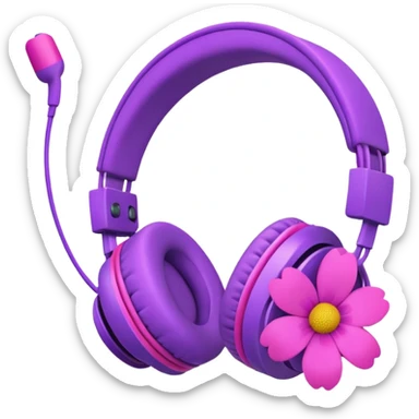 Headphones and flower sticker