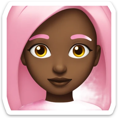 Black girl with amber eyes long eyelashes wearing pink sticker