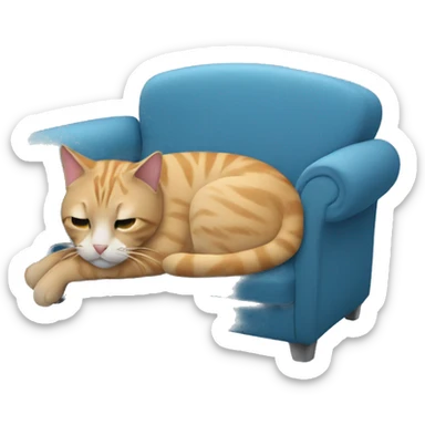  cat out of breath laying on a blue couch sticker