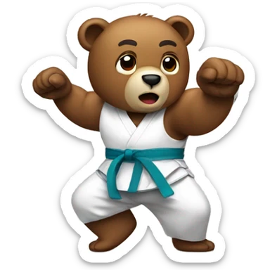 bear doing karate sticker