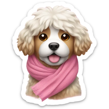 Fluffy dog with boba and pink scarf sticker