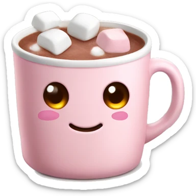 Light Pink mug of hot chocolate with marshmallows  sticker