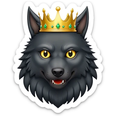 Scary Evil Black Wolf with Gold Crown sticker