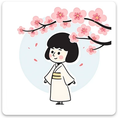 soft pastel Japanese hand-drawn chibi style sakura blossom, full-body, clean lines sticker