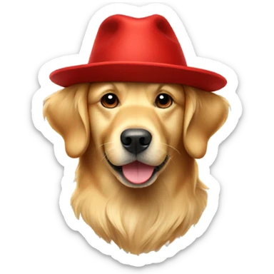 Golden retriever con un sombrero rojo sticker