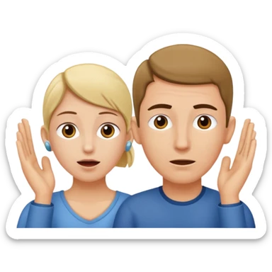 two people cupping their ears to hear a sound sticker