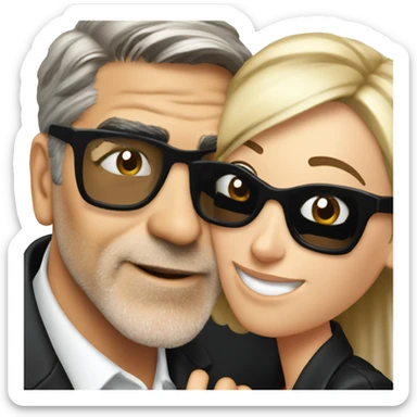 Hug hug hug George Clooney and blonde woman wearing black glasses  sticker