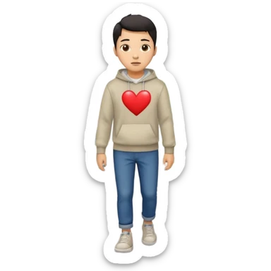 asian man with heart eyes falling down on sidewalk  sticker