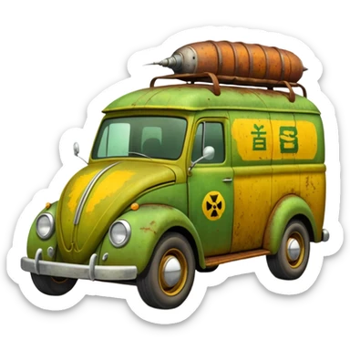 Professional exterminator’s antique tall moving van hot rod (bug shaped) sticker