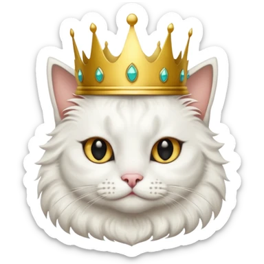 White cat with black spot over its eye that is a king sticker