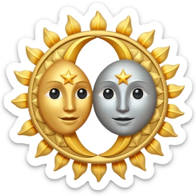 Sun and moon connected. Solstice sticker