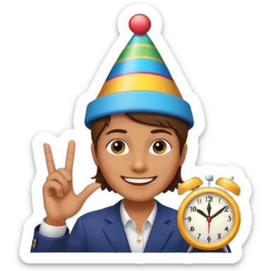 party face, alarm clock, sunset sticker