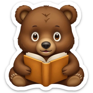 bear reading book sticker