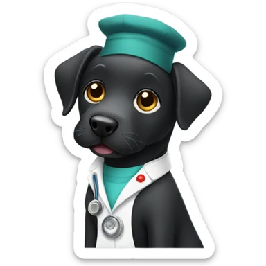 Black lab dressed as a doctor sticker