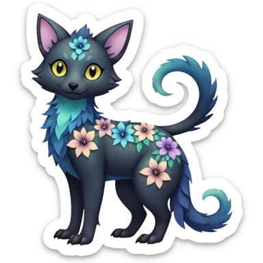 Multicolored sparkly pastel dark iridescent light pale gloomy spooky cute adorable pretty cool elegant realistic floral exotic Trico-Bolthund-Luxray-Falvie-Fionbri, full body sticker