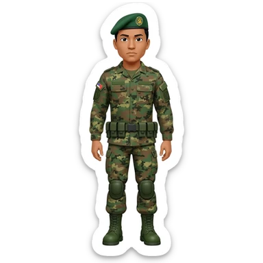 Filipino soldier bdu camo with green combat boots no plate carrier and no belt no knee pads sticker