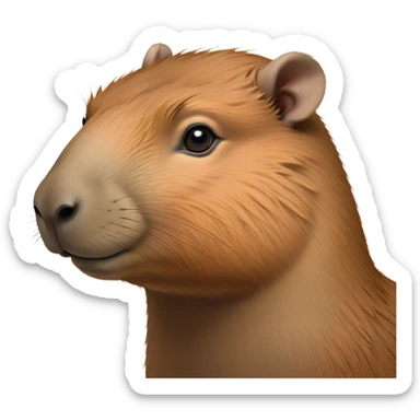 Cinematic Noble Capybara Portrait Emoji, Poised and serene, with a robust, rounded build covered in soft, earthy fur and gentle, wise eyes, Simplified yet sharp and sophisticated features, highly detailed, glowing with a warm, natural glow, high shine, intelligent and calm, stylized with an air of understated authority, focused and attentive, soft glowing outline, capturing the essence of a watchful and confident guardian that feels as though it could step out of the screen with effortless authority! sticker