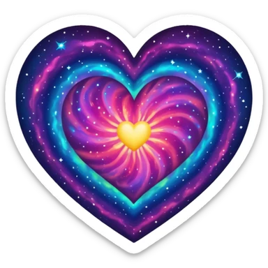 heart with a cosmic nebula pattern sticker