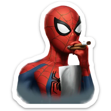 Spider man holding cigar  sticker